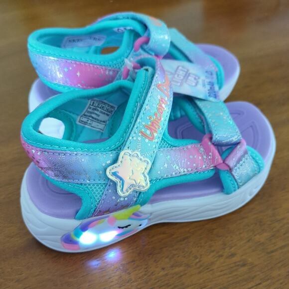 Sketchers kids Unicorn dreams light up sandals toddler girls size 8 NEW!! - Picture 8 of 9